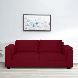 woodsworth from pepperfry Andres Chenille Fabric 3 Seater Sofa In Garnet Red Colour-picture-24