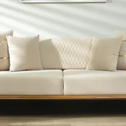 star india Fettiye Velvet 3 Seater Convertable Sofa Bed In Cream Colour image 1