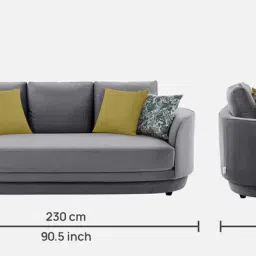 casacraft from pepperfry Brescia Velvet 3 Seater Sofa in Dark Grey Colour image 2