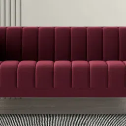 casacraft from pepperfry Lem Velvet 2 Seater Sofa in Maroon Colour image 1