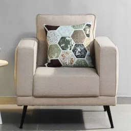 casacraft from pepperfry Eugene Fabric 1 Seater Sofa In Beige Colour image 1