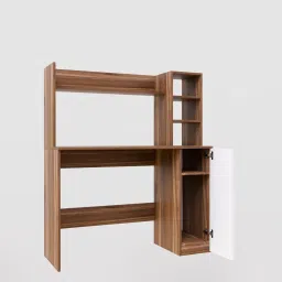 mintwud from pepperfry Liard Hutch Desk In Noce Lyon And White Color image 3