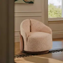 orange tree Zyra Revolving Barrel Chair In Chairin Walnut Finish image 1