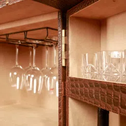 three sixty Relic Leather Bar Cabinet In Tan Colour image 5