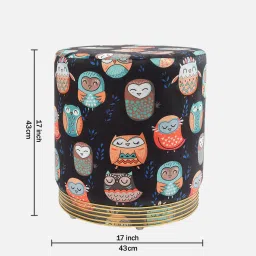 riance creations Owl Print Fabric Pouffe in Multi Colour image 2