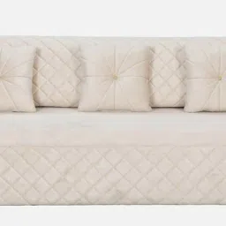 star india Cabriole Velvet Sofa Cum Bed In Biege Colour image 4