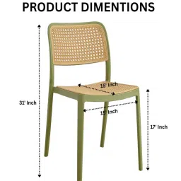 casacraft from pepperfry Plastic Cane Caf Chair in Green Colour image 2