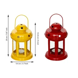ecraftindia Mordern Yellow Iron (Set of 2) Hanging Tea Light Holder image 4