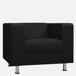 casacraft from pepperfry Erwin Leatherette 1 Seater Sofa In Black Colour image 3