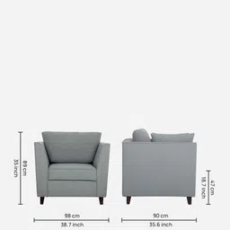 woodsworth from pepperfry Miranda Chenille Fabric 1 Seater Sofa In Ash Grey Colour image 2