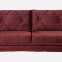 casacraft from pepperfry Atlantis Velvet 3 Seater Sofa in Wine Red Colour image 4
