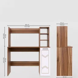 mintwud from pepperfry Liard Hutch Desk In Noce Lyon And White Color image 2