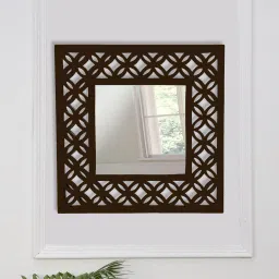 the urban store Walnut Finish MDF Decorative Mirror image 1