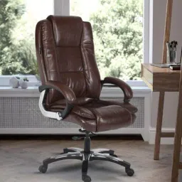 mintwud from pepperfry Thar Leatherette Executive Chair in Brown Colour-picture-18
