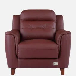 durian Patrick Leather 1 Seater Sofa in Red Colour image 3