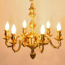 kapoor lampshades Mosra 6 Arms Heavey Casted Brass Chandeleir image 2