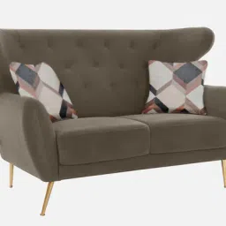 casacraft from pepperfry Halifax Velvet 2 Seater Sofa in Brown Colour image 4
