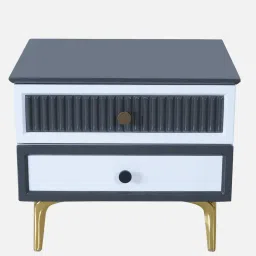 crystal furnitech Elysian Bedside Table In White & Gray Color image 3