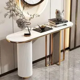 the flamingo life Stefania Marble Console Table In White Colour image 1