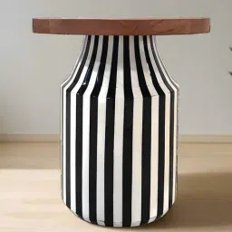 the flamingo life Wonka Bone Inlay End Table In Black&White Colour-picture-18