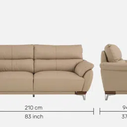 durian Perry Leather 3 Seater Sofas in Beige Colour image 2