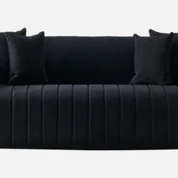 casacraft from pepperfry Baiwang Velvet 2 Seater Sofa In Black Colour image 4