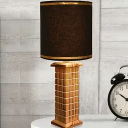 Rustic Beige Table Lamp New York Skyline Fabric Shade, Black Drum Shade-image-24