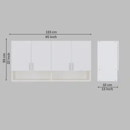 specialitypanels 4 Doors Modular Wall Mounted Kitchen Cabinet with Organizer Shelf in Highland Pine Finish image 3