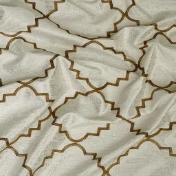 cortina Off White Polyester Abstract 5ft Semisheer Eyelet 2 Pc Window Curtains image 5