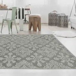 Grey Persian Wool And Viscose 5 ft x 7 ft Hand Tufted Carpet by Saraswati Global-picture-15