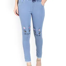 A-Okay Girls Slim Fit Comfort Cotton Embroidered Jeans-picture-35