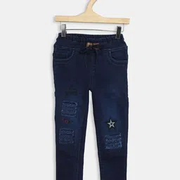 A-Okay Girls Slim Fit High-Rise Mildly Distressed Embroidered Jeans-image-67