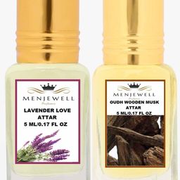 Menjewell Set Of 2 Yellow Lavender Love & Oudh Wooden Musk Attar-picture-21