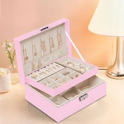 Kuber Industries Pink Set of 1 Reusable Jewellery Organiser Organisers-picture-40