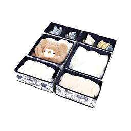 HOUSE OF QUIRK White 8 Pieces Floral Non-Woven Foldable Cloth Storage Box Organisers-image-83
