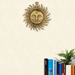 HANDICRAFTS PARADISE Gold plated Sun shaped Wall Hanging image 1