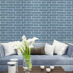 KAAF Blue & White Bricks Waterproof Self Adhesive Wallpaper image 1