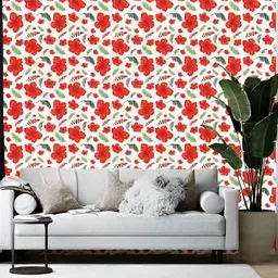 Wallpics Red & White Printed Self-Adhesive Wallpaper-image-93