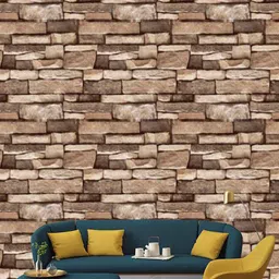 Jaamso Royals Brown Stone Printed Self Adhesive Wall Sticker-image-44