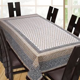 Texstylers Coffee Brown Anti-Slip Cotton 6-Seater Table Cover-picture-22