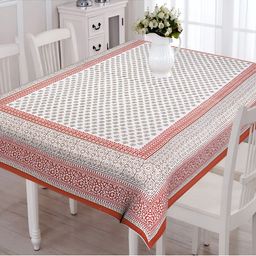 Texstylers Brown Floral Anti-Slip Cotton 6-Seater Table Cover-picture-5