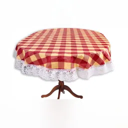 Stylista Maroon Checked Waterproof Oval 2-Seater Table Cover-image-0