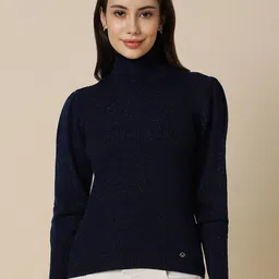 Allen Solly Woman Ribbed Turtle Neck Wool Acrylic Pullover Sweater-image-96