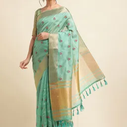 ALAGINI Ethnic Motifs Embroidered Zari Detailed Organza Saree-picture-27