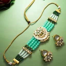 aadita Gold-Plated Beads Studded Jewellery Set image 1