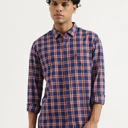 United Colors of Benetton Men Spread Collar Tartan Checked Cotton Casual Shirt-picture-23