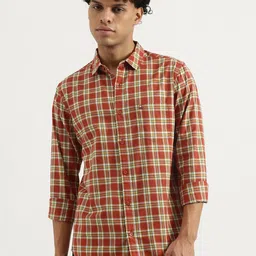 United Colors of Benetton Men Spread Collar Tartan Checked Cotton Casual Shirt-picture-36