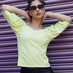 PINACOLADA Sweetheart Neck Puff Sleeves Top-picture-26