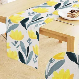 STITCHNEST Yellow & Grey Printed Table Runner-image-68