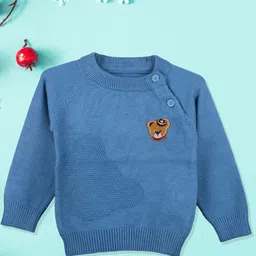 Baby Moo Unisex Kids Blue & Brown Embroidered Cotton Pullover-image-81